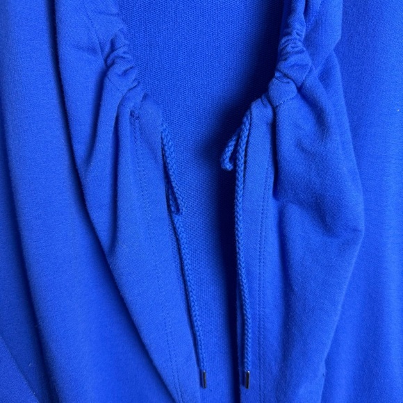 Kim Rogers Women’s Royal Blue Drawstring Collar Cardigan Roll Tab Sleeve size L - Picture 10 of 11